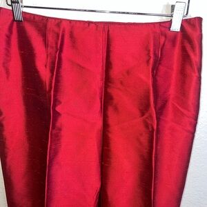 Elegant Red Satin Capri Pants